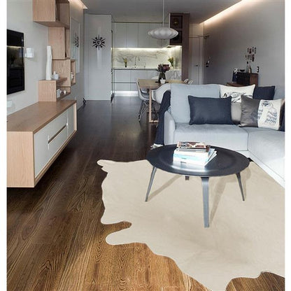 Black Cowhide Print Area Rug – Gold Accents, 5x7