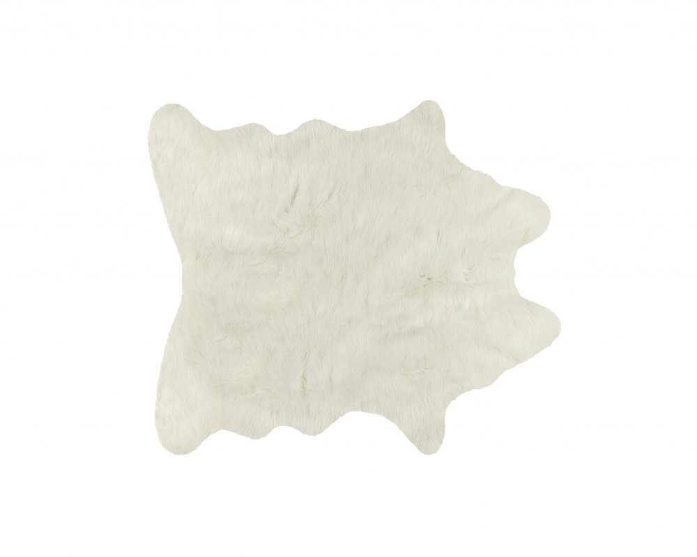 Off White Faux Cowhide Rug – Animal Print, Soft Texture
