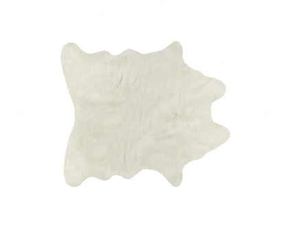 Off White Faux Cowhide Rug – Animal Print, Soft Texture