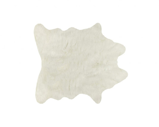 Off White Faux Cowhide Rug – Animal Print, Soft Texture