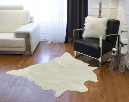 Off White Faux Cowhide Rug – Animal Print, Soft Texture