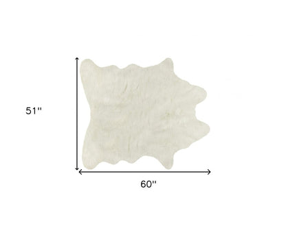 Off White Faux Cowhide Rug – Animal Print, Soft Texture