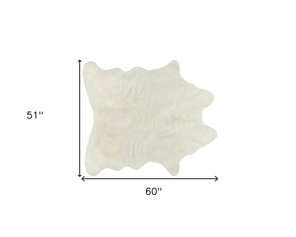 Off White Faux Cowhide Rug – Animal Print, Soft Texture