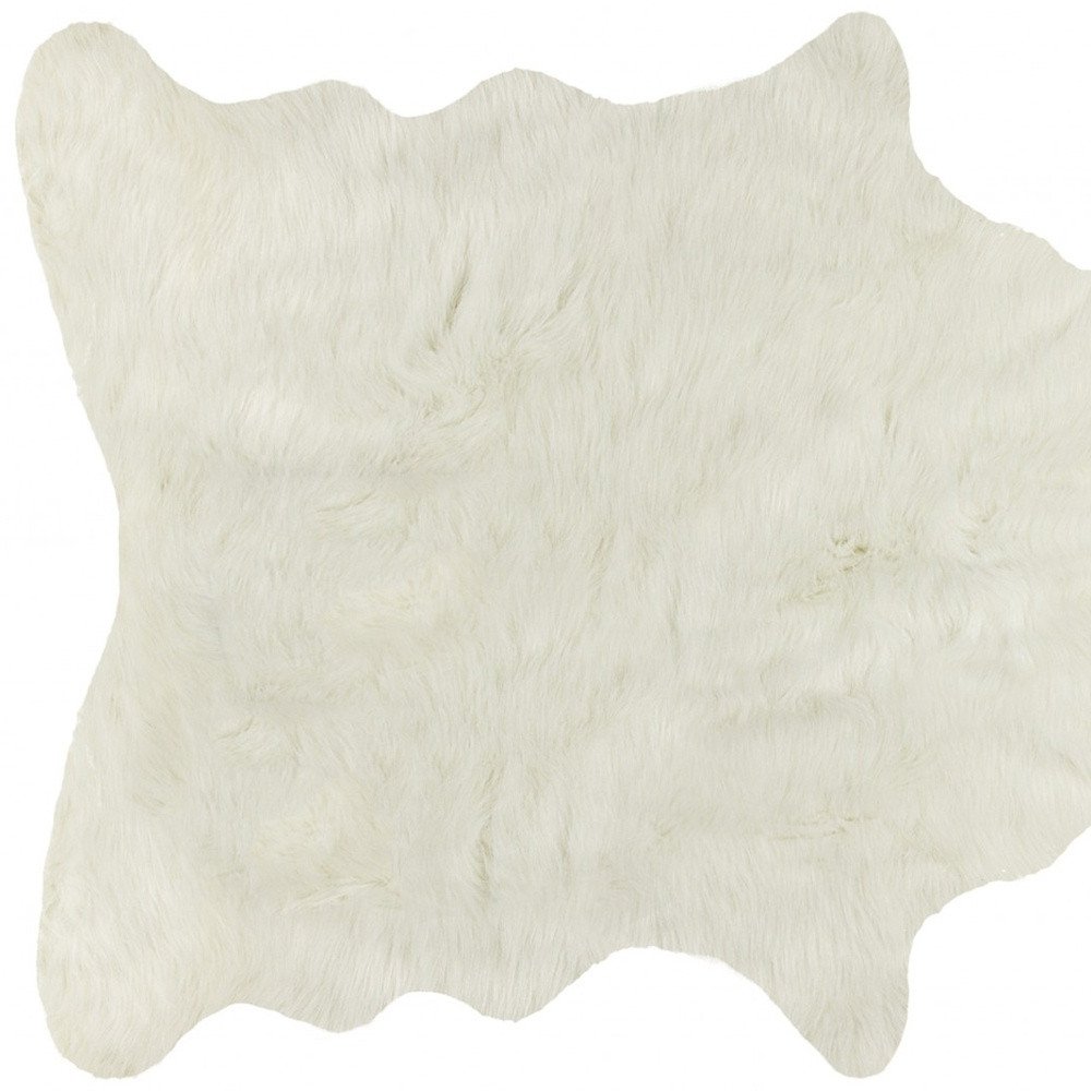Off White Faux Cowhide Rug – Animal Print, Soft Texture