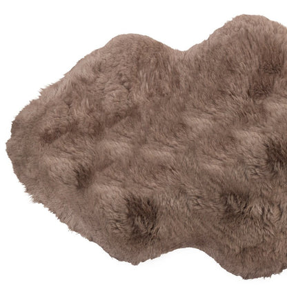 Luxurious 2' x 3' Taupe Genuine Sheepskin Shag Area Rug