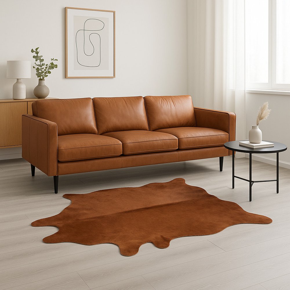 Brown Cowhide Area Rug – Modern Textured Accent