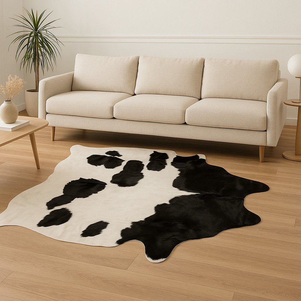 Cowhide Area Rug – Black & White Modern Accent Rug