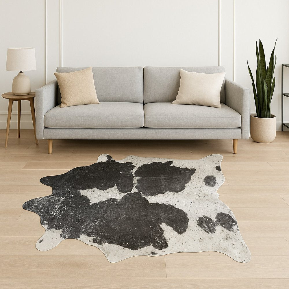 Gray Cowhide Print Area Rug – Modern Luxe Accent