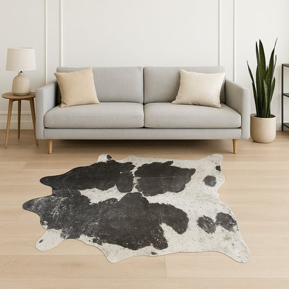 Gray Cowhide Print Area Rug – Modern Luxe Accent