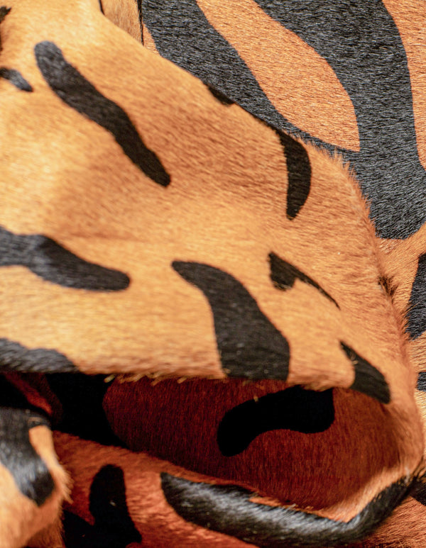 Cowhide Tiger Print Area Rug – Brown & Black, Soft Texture alternate view