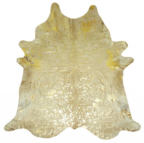 Gold Cowhide Area Rug – Handmade alternate view