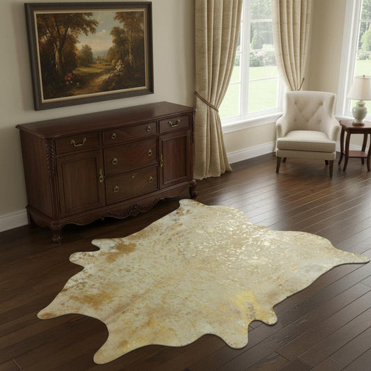 Gold Cowhide Area Rug – Handmade