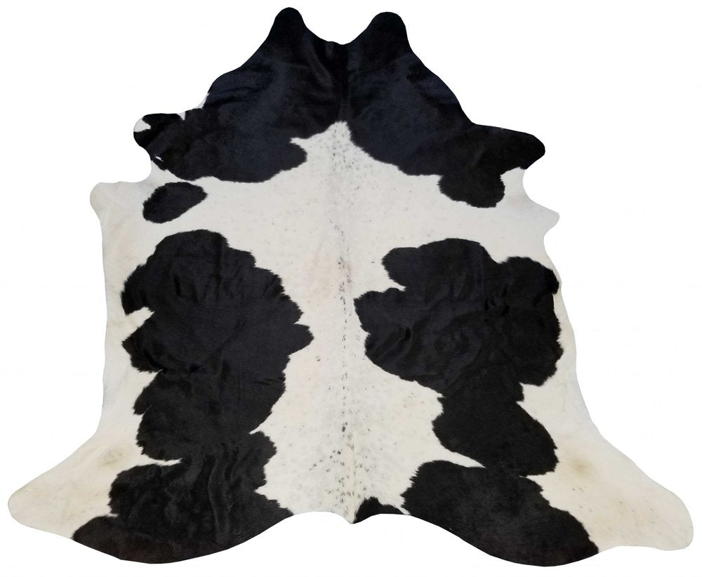 Cowhide Area Rug – Handmade Black & White Accent