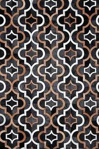Poshrug Patterned Black, Brown, White Cowhide Patchwork Rug — cowhide patchwork area rug 1