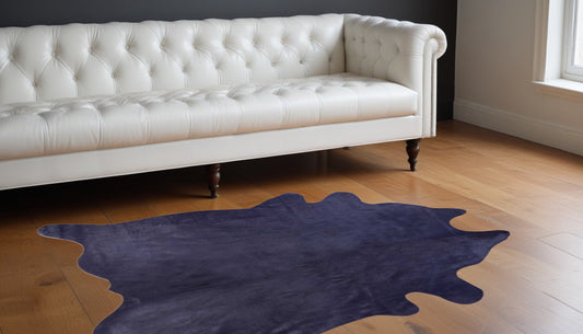 5' X 7' Navy Modern Cowhide Contemporary Area Rugs