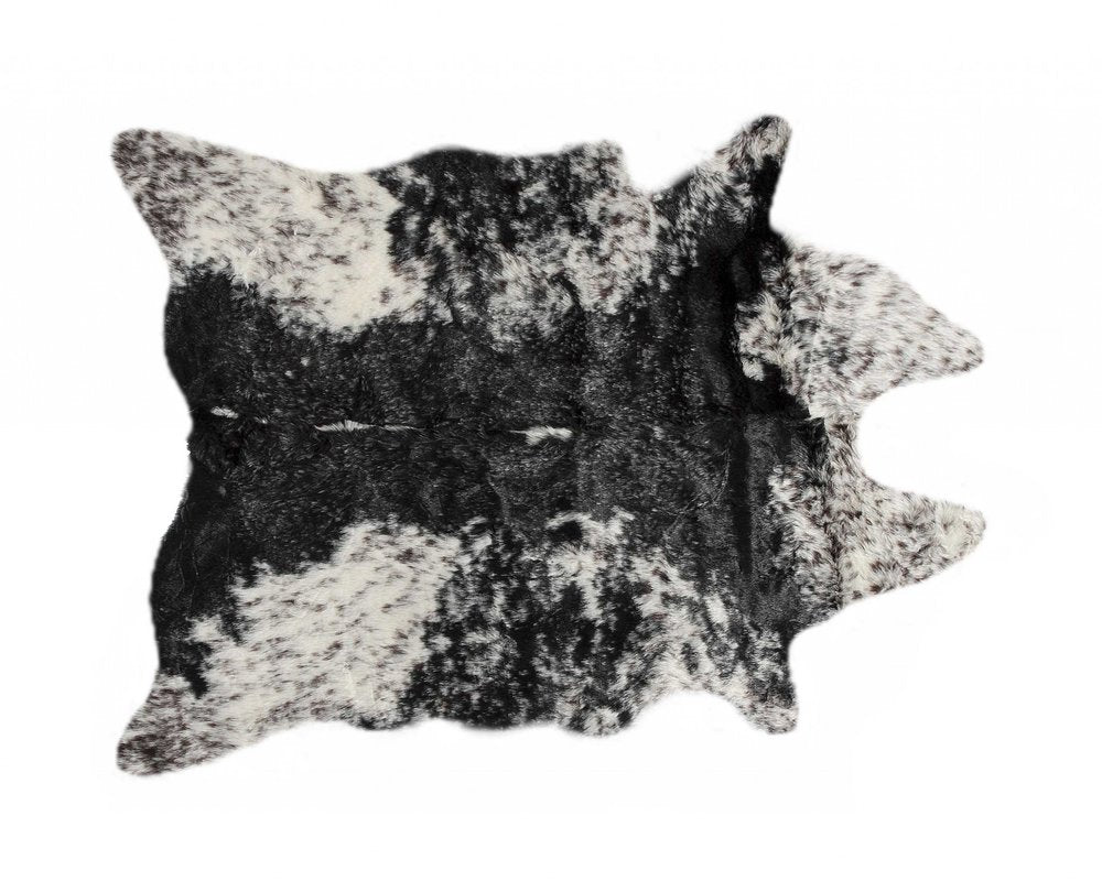 Black & White Faux Fur Cowhide Rug – Washable, Soft