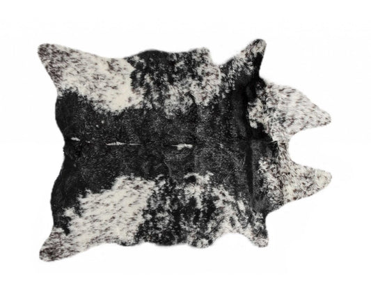 Black & White Faux Fur Cowhide Rug – Washable, Soft
