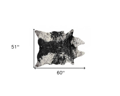 Black & White Faux Fur Cowhide Rug – Washable, Soft