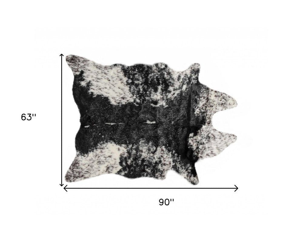 Black & White Faux Fur Cowhide Washable Area Rug