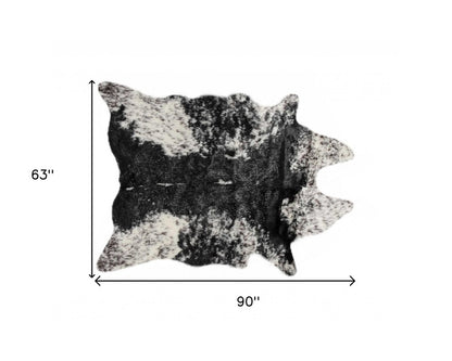 Black & White Faux Fur Cowhide Washable Area Rug