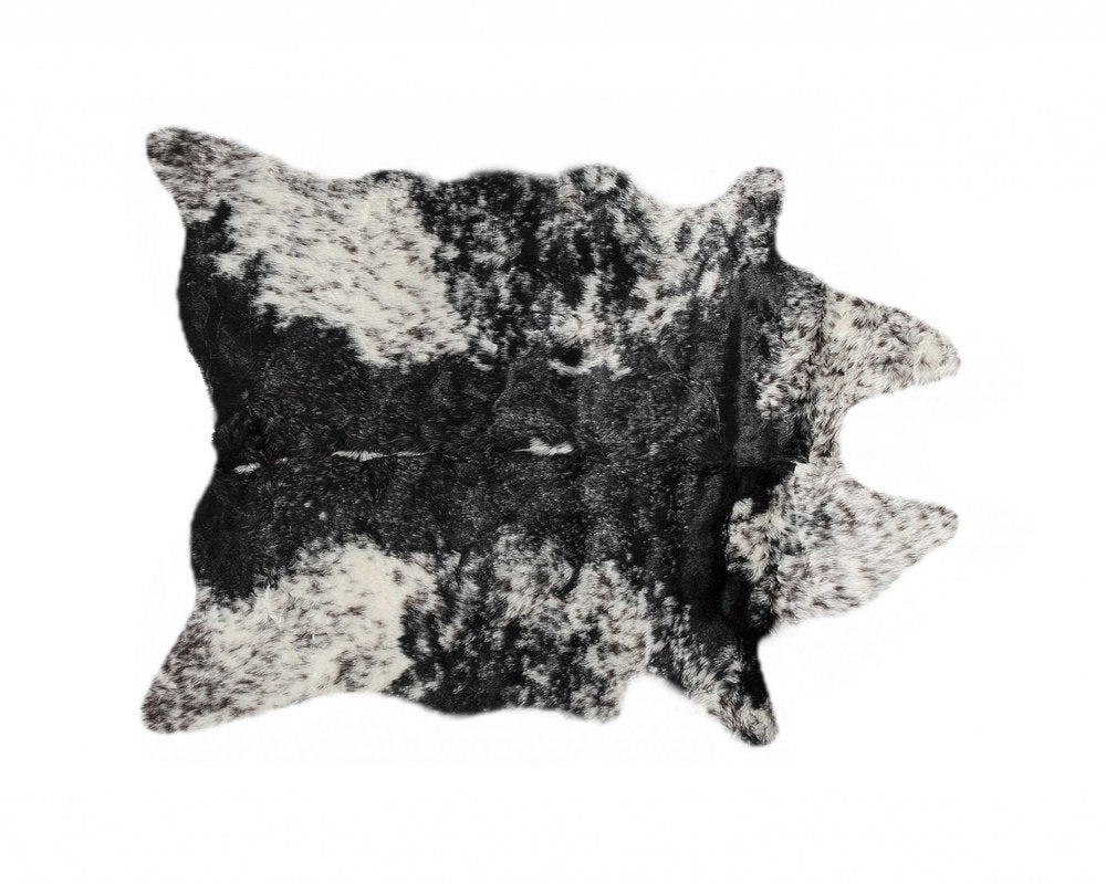 Black & White Faux Fur Cowhide Washable Area Rug