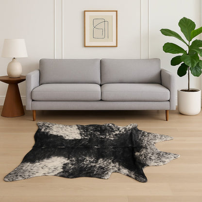 Black & White Faux Fur Cowhide Washable Area Rug