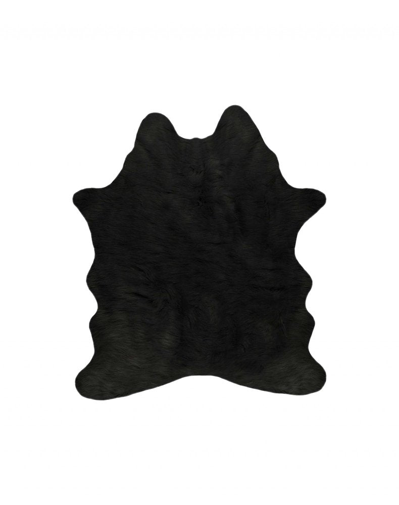Black Faux Cowhide Washable Rug – Stain Resistant Style — cowhide area rug