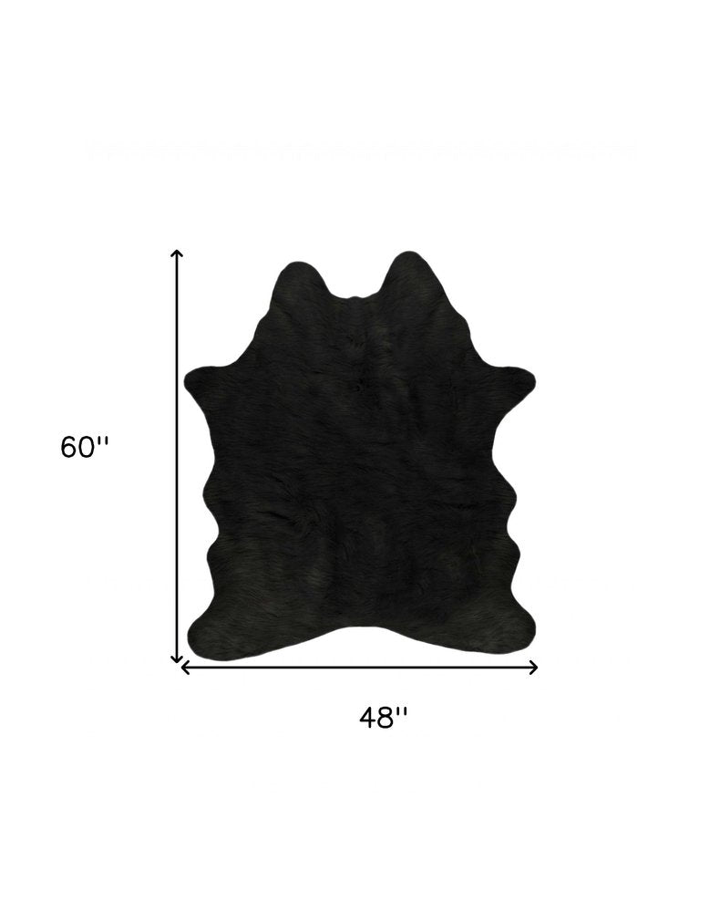 Black Faux Cowhide Washable Rug – Stain Resistant Style