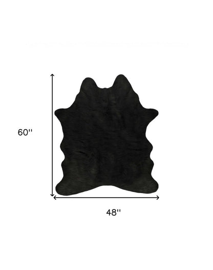 Black Faux Cowhide Washable Rug – Stain Resistant Style