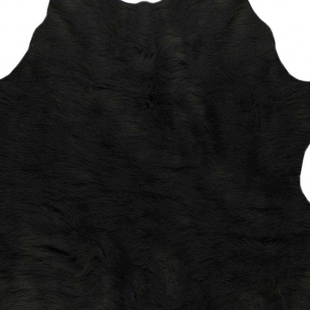 Black Faux Cowhide Washable Rug – Stain Resistant Style