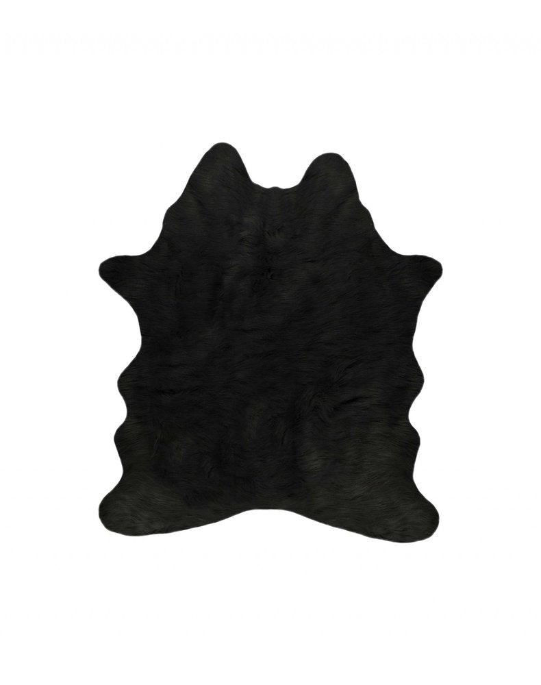Black Faux Cowhide Washable Rug – Stain Resistant Style