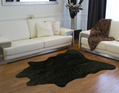 5' X 7' Black Faux Cowhide Area Rug