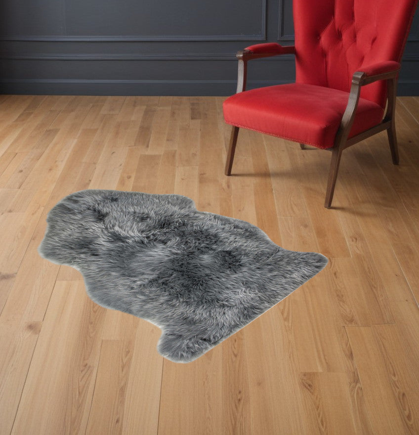 2' X 3' Warm Gray New Zealand Natural Sheepskin Rug