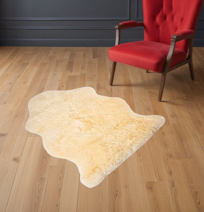 2' X 3' Cream New Zealand Natural Sheepskin Rug