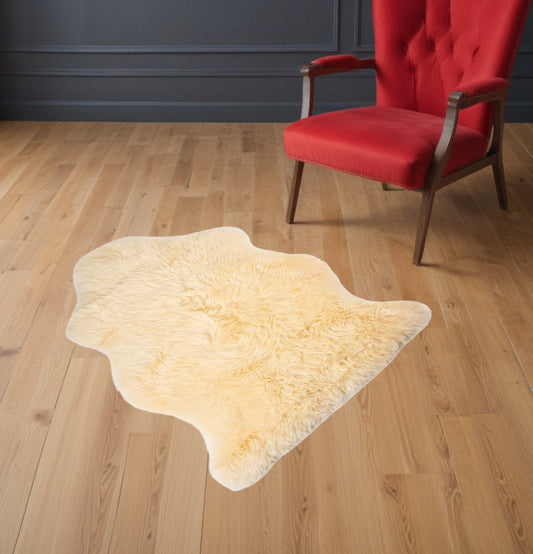 2' X 3' Cream New Zealand Natural Sheepskin Rug