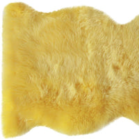 2' x 3' Yellow New Zealand Lambs Wool Handmade Area Rug — sheepskin area rug 10