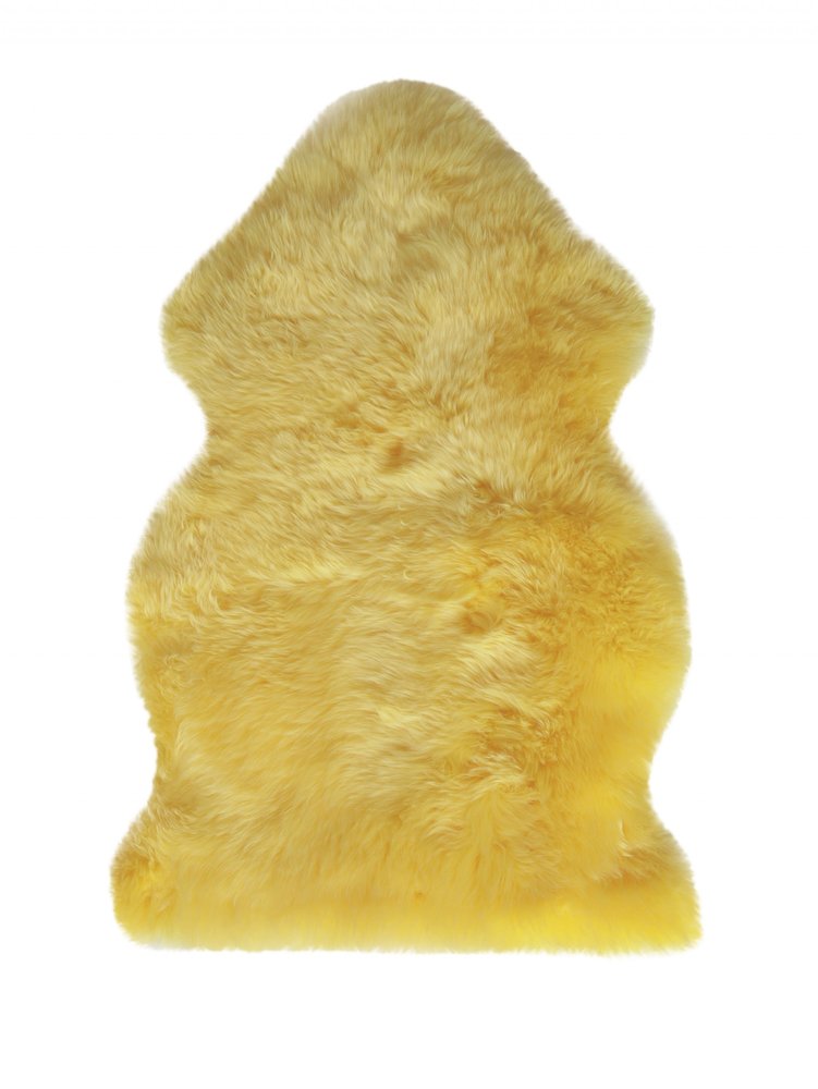 2' x 3' Yellow New Zealand Lambs Wool Handmade Area Rug — sheepskin area rug