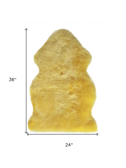 2' X 3' Yellow New Zealand Lambs Wool Handmade Area Rug