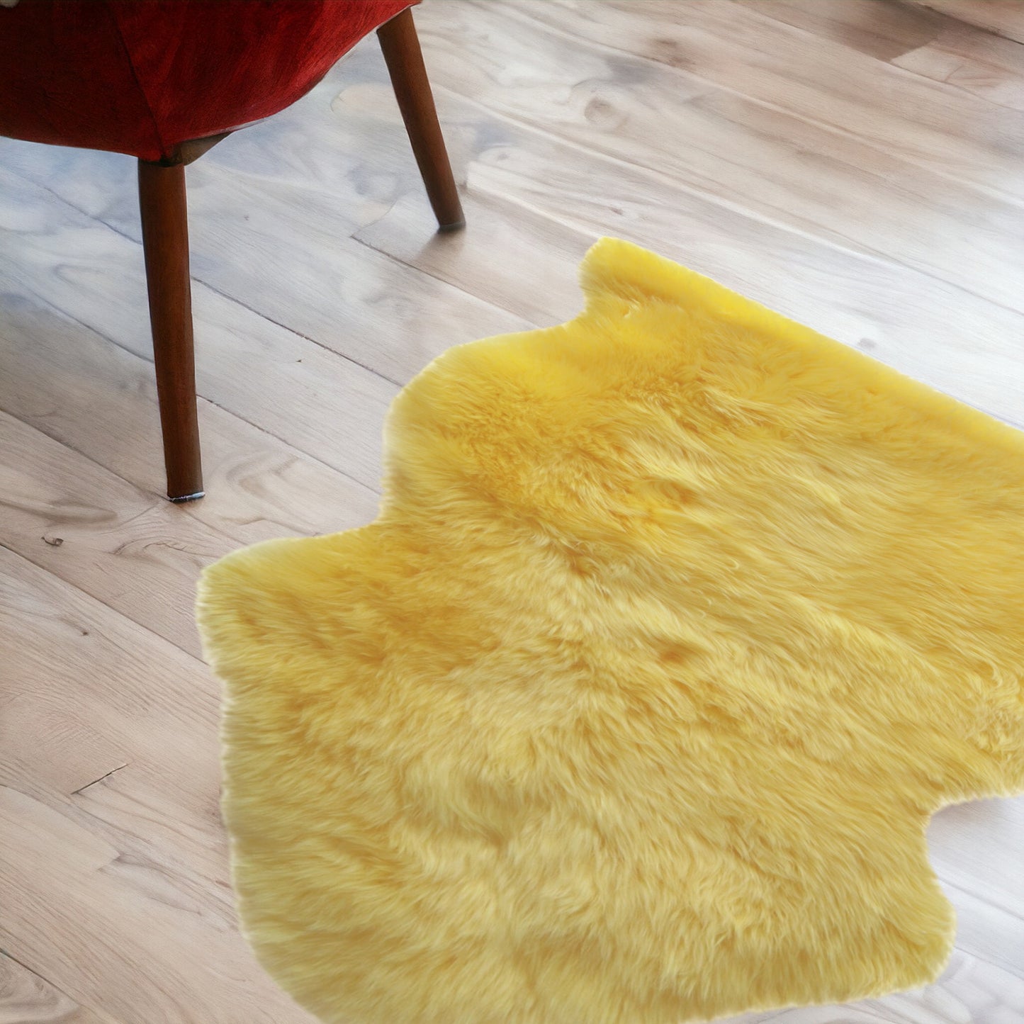 2' X 3' Yellow New Zealand Natural Sheepskin Rug