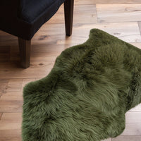 2' x 3' Dark Green New Zealand Lambs Wool Area Rug — sheepskin area rug 8