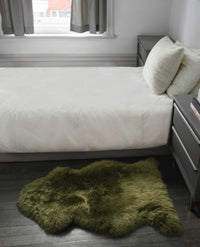 2' x 3' Dark Green New Zealand Lambs Wool Area Rug — sheepskin area rug 3