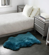 2' x 3' Teal New Zealand Natural Sheepskin Rug — sheepskin area rug 4