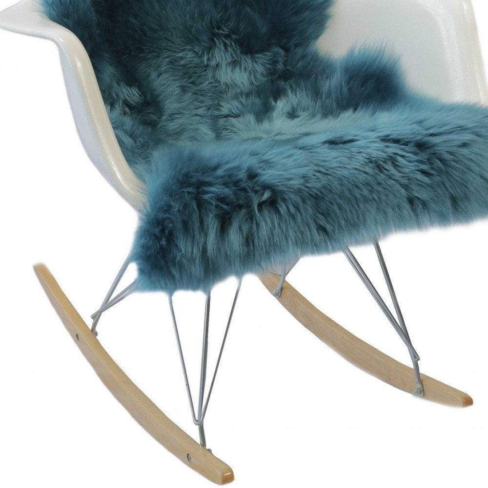 Teal New Zealand Natural Sheepskin Rug 2' x 3'