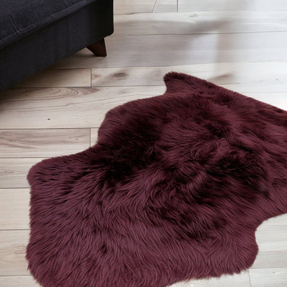 "Burgundy New Zealand Natural Sheepskin Rug - 2' x 3', Luxurious Comfort, Hypoallergenic"