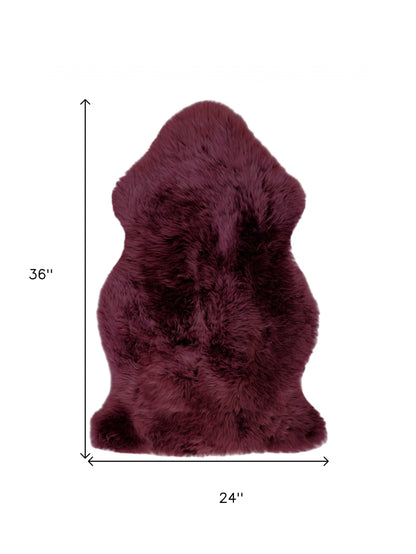 2' X 3' Burgundy New Zealand Natural Sheepskin Rug