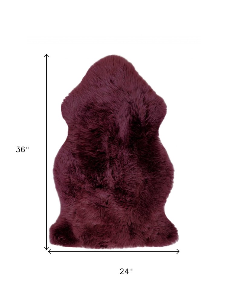 "Burgundy New Zealand Natural Sheepskin Rug - 2' x 3', Luxurious Comfort, Hypoallergenic"