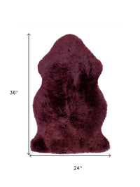 2' x 3' Burgundy New Zealand Natural Sheepskin Rug — sheepskin area rug 5