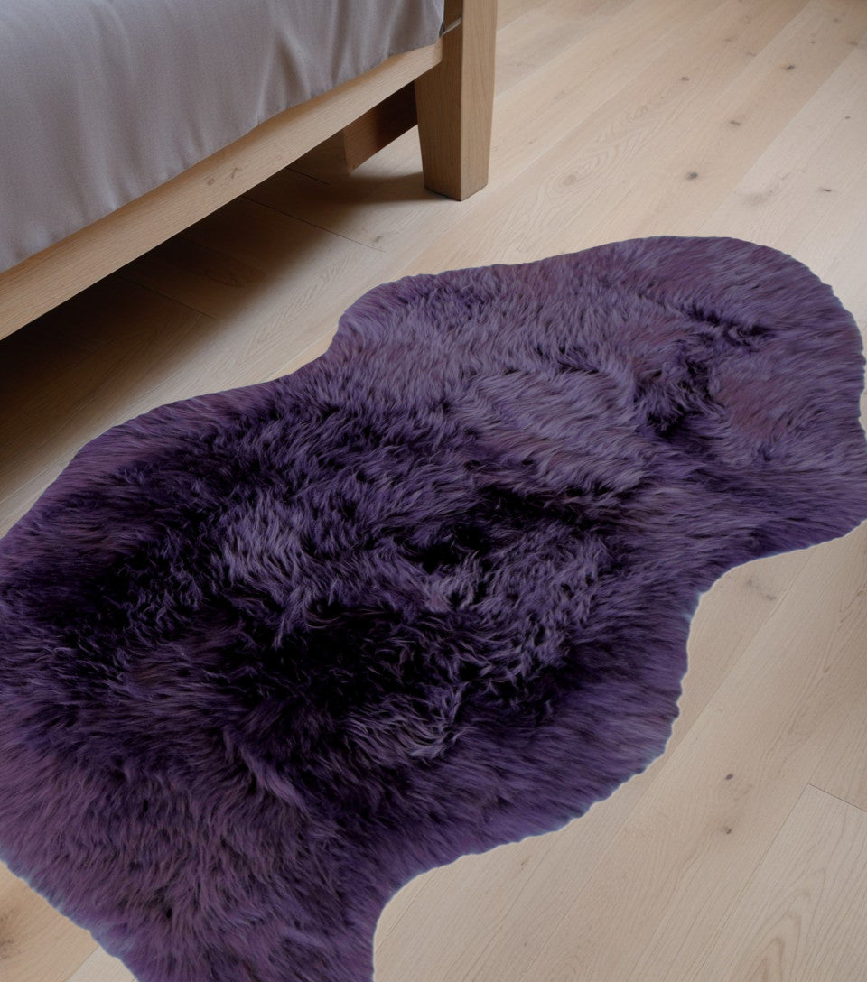 2' X 3' Purple New Zealand Natural Sheepskin Rug