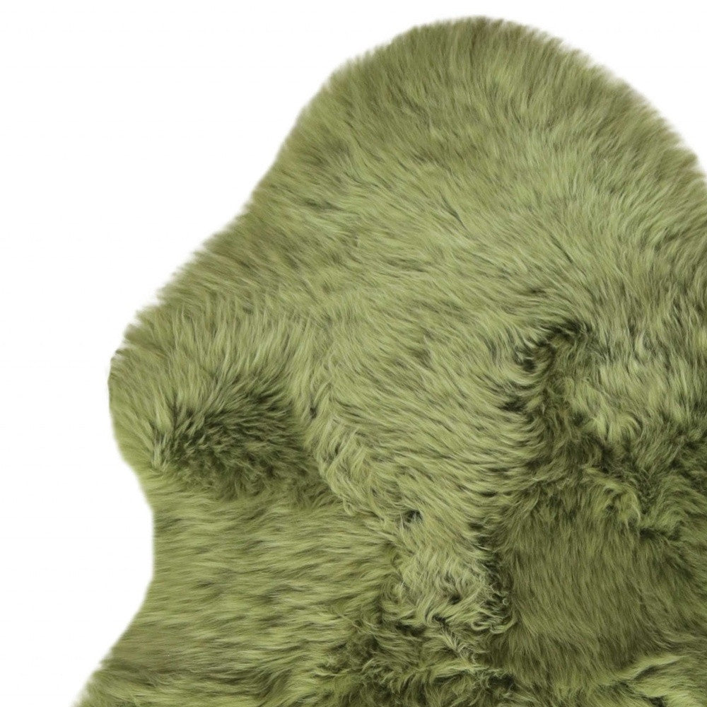 2' x 3' Sage Green Natural Sheepskin Rug