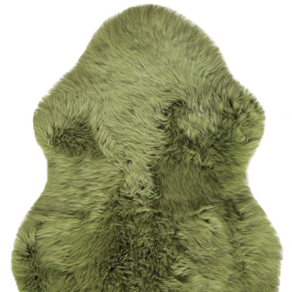 2' x 3' Sage Green Natural Sheepskin Rug